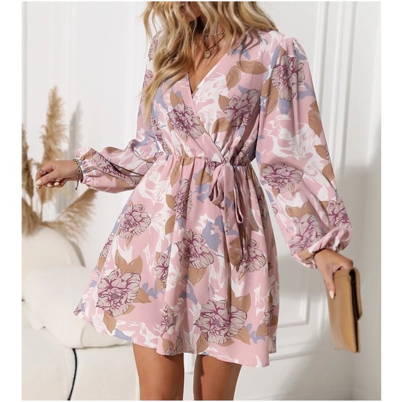 Boho Floral Print Cottagecore Mini Dress - Picture 2 of 5